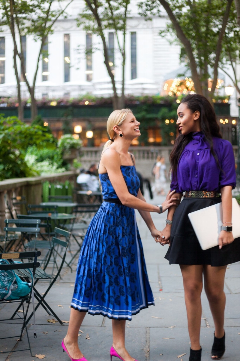 Rachel left, Banana Republic Dress | Zara Shoes Lorelle Right, Belt Zara | Black Booties, Vince Camuto