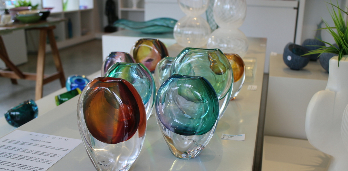 A collection of Eclipse Vases by Hoglund Art Glass