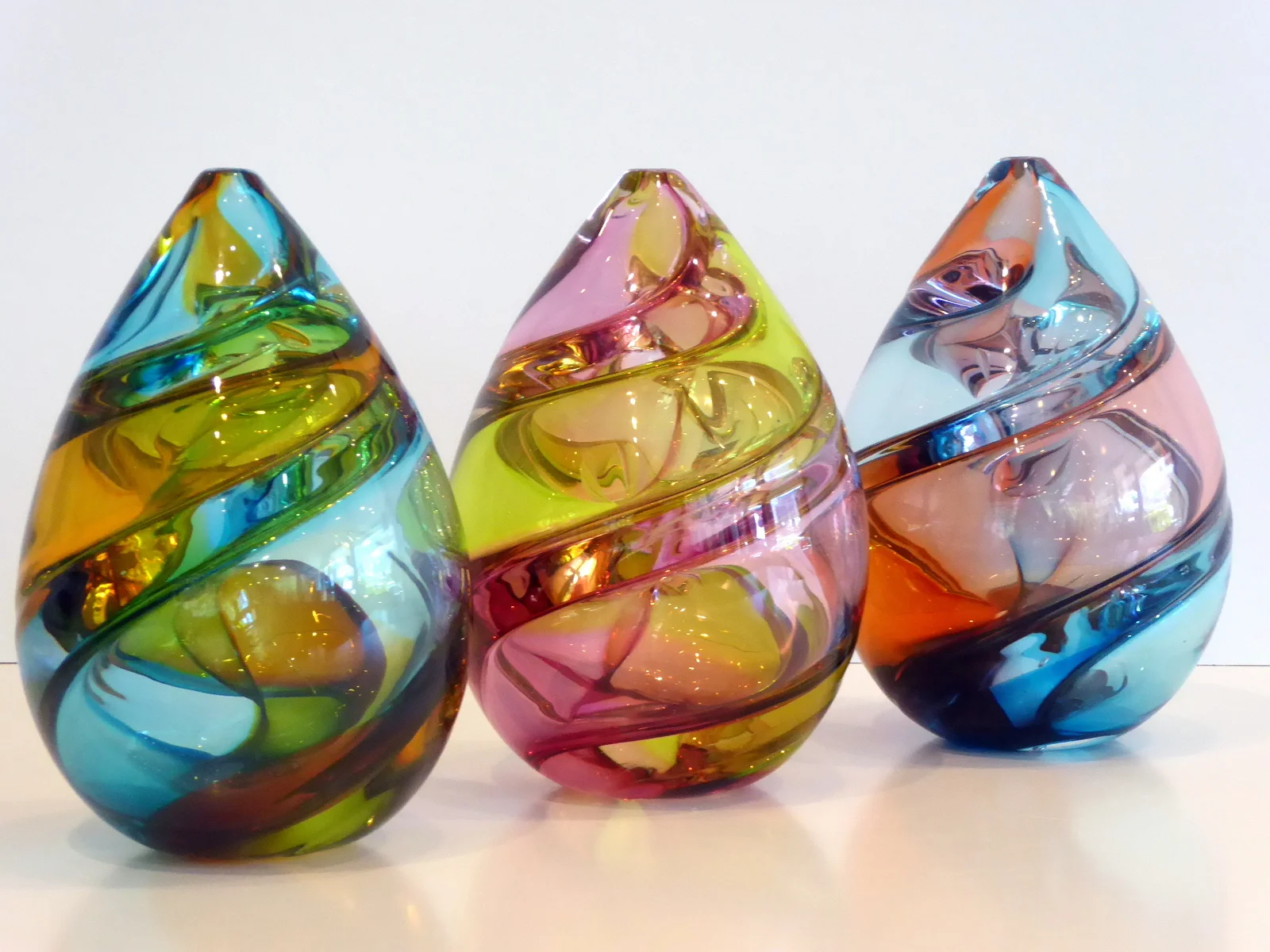 Handblown Harlequin Vases by Chris Jones
