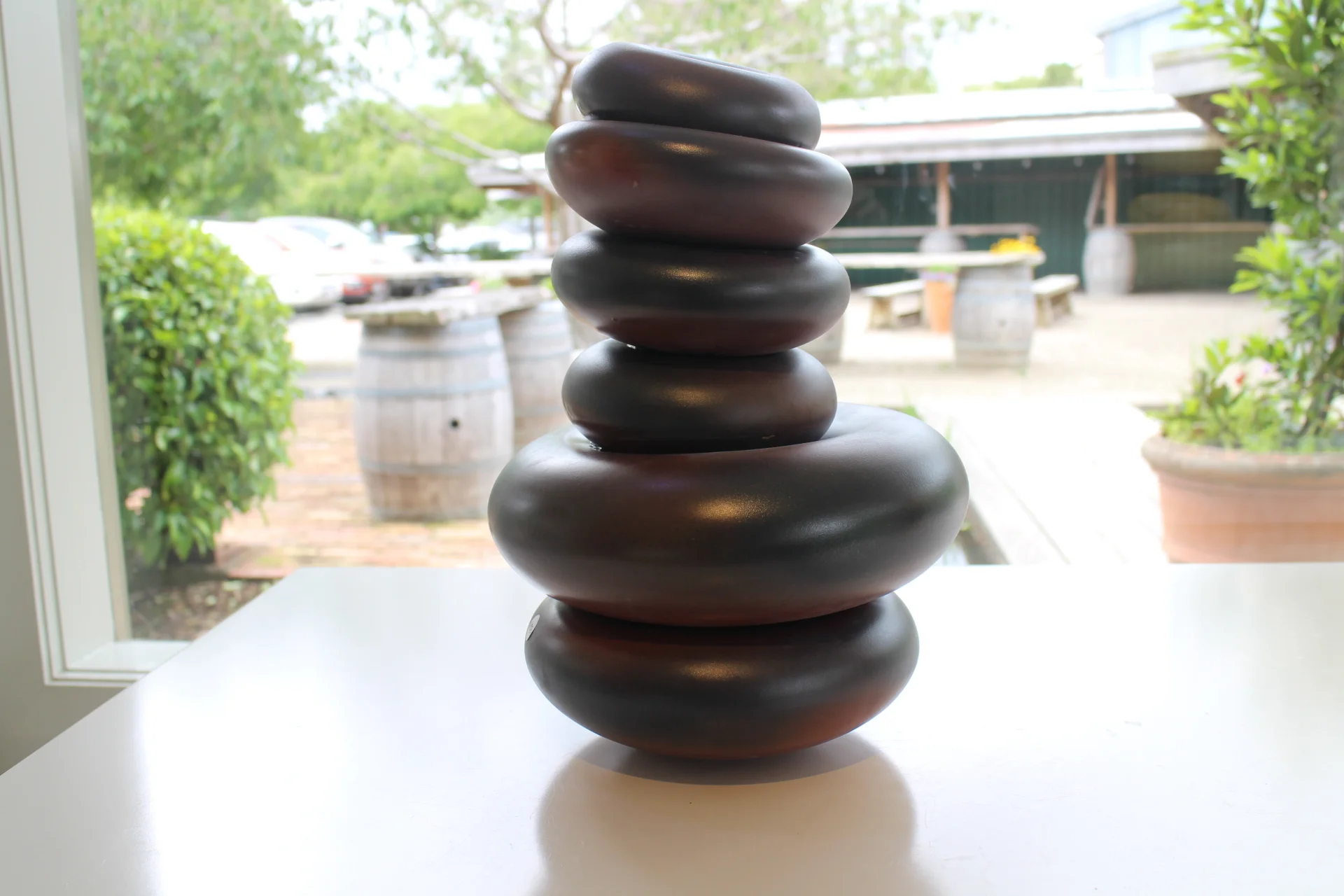 Blue Red Stacked Donuts - SOLD