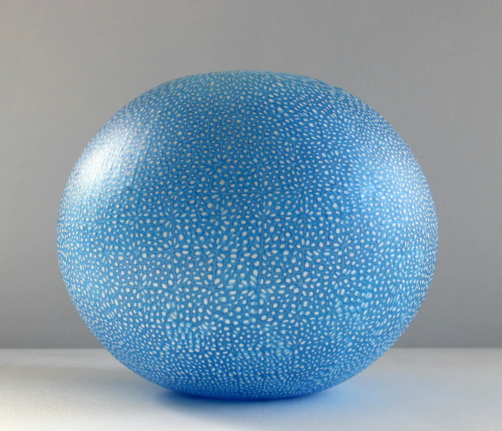 Blue Murrine Kina Form, by Lyndsay Patterson, (20.5cm h x 25cm d), $1,750
