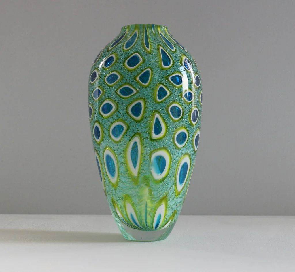 Aquamarine Windowed Murrine Vase (27cm h x 13.5cm diameter), $2,100