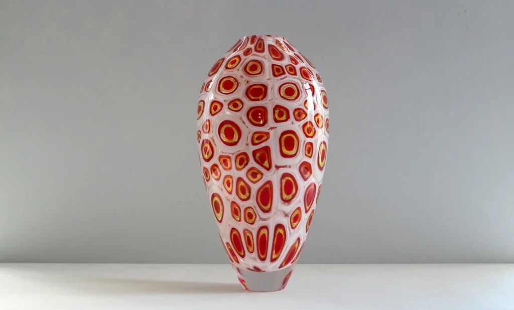 Cherry Red Windowed Murrine Vase, (32cm h x 17cm diameter), $2,300