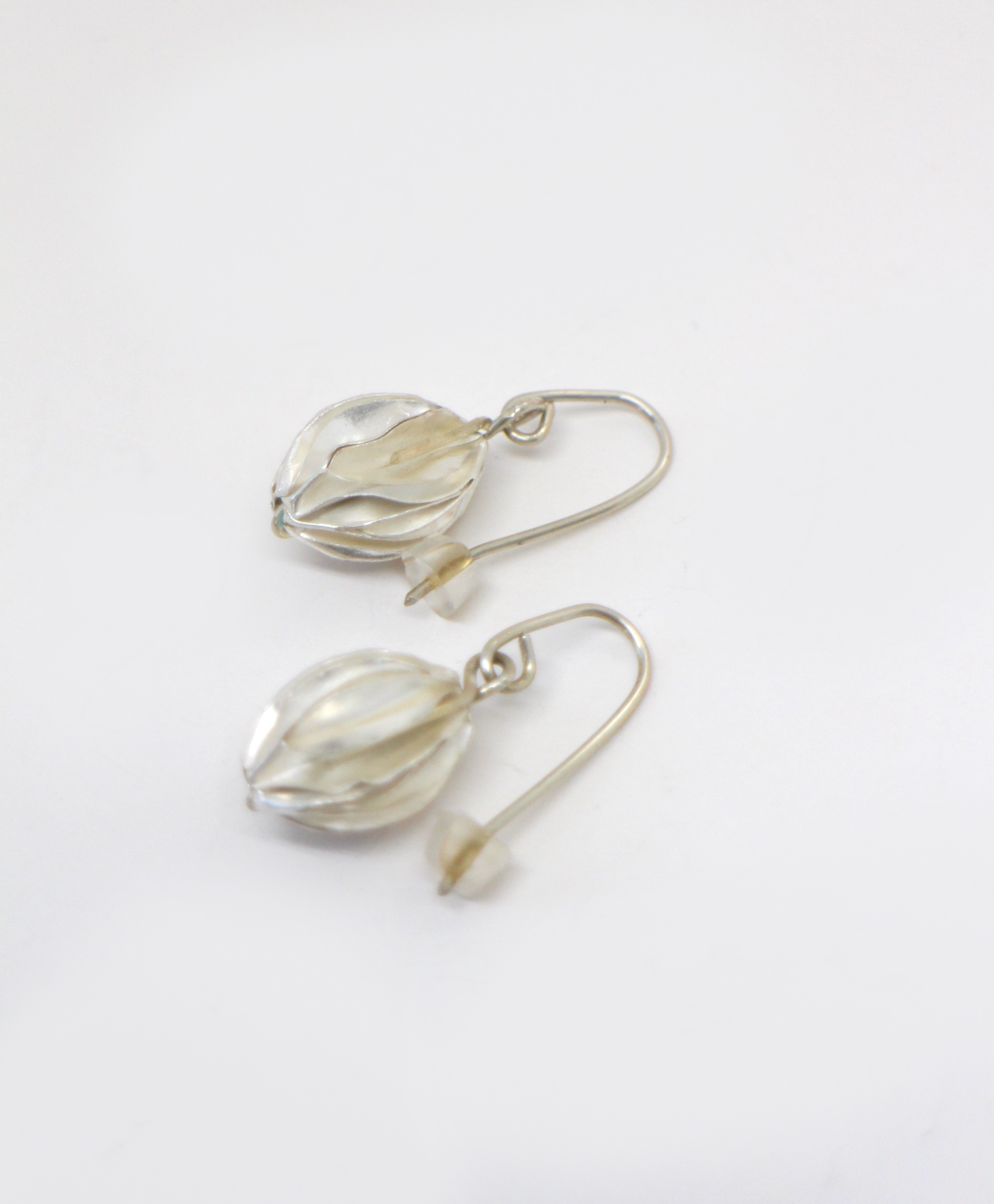 Small Silver Pod Drop Earrings