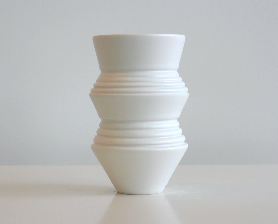 Matte White Grooved Vessel
