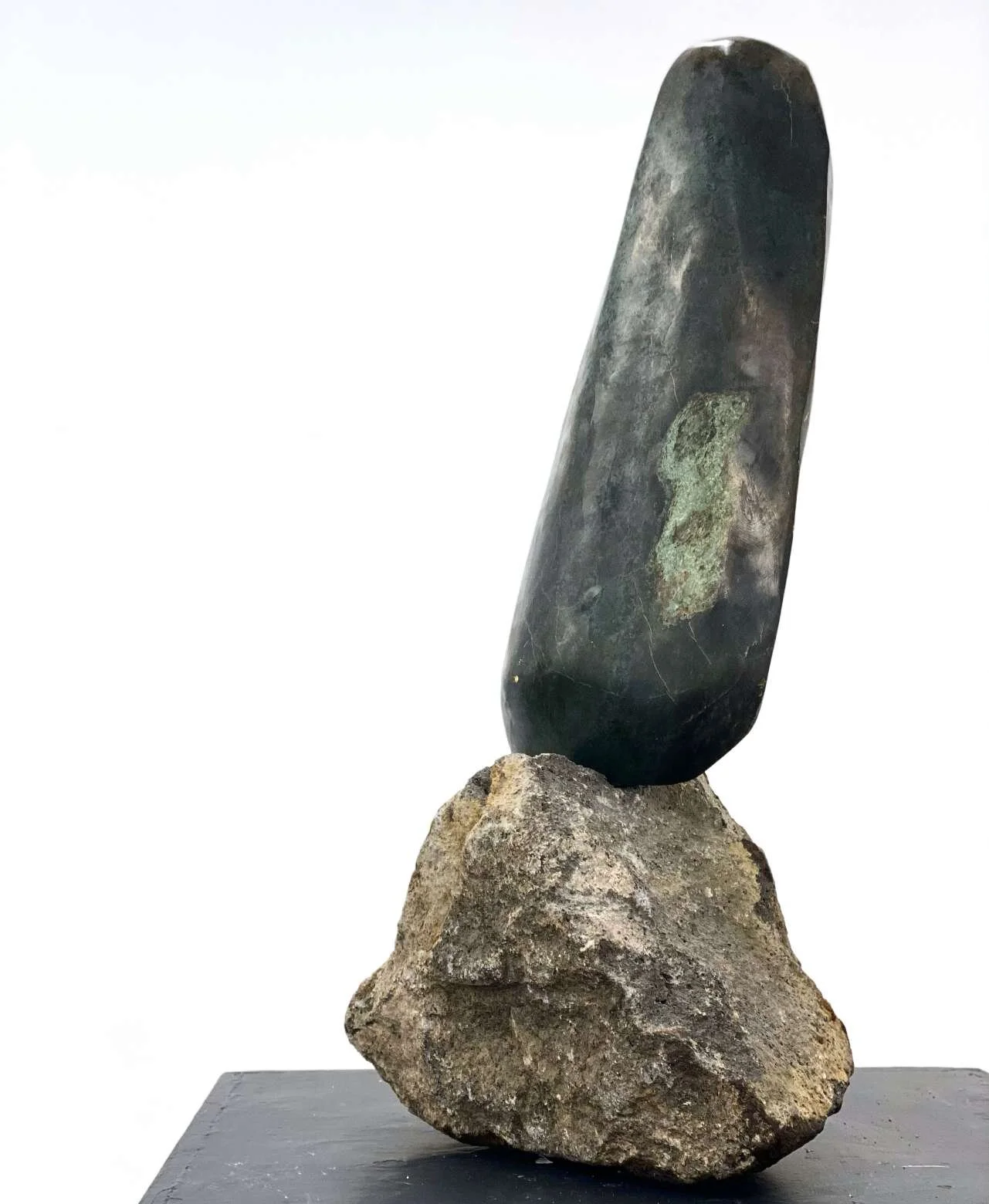 Awe Toki, Adze Feather, Kōhatu Te Wai Pounamu, Basalt from the Old Albert Barracks Wall, Anton Forde, 730mm h, (SOLD)