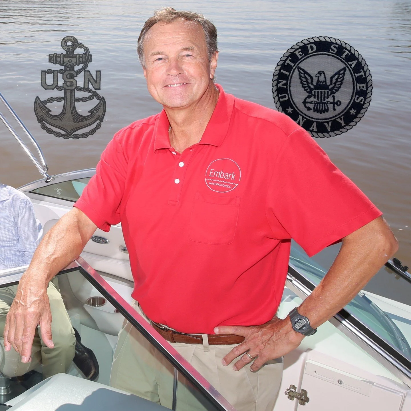 Happy (sunny, 73-degree) Veterans Day from Embark DC! A few may not know that our founder is a US Navy Veteran.
.
Things are a little different today, but Denny is still surrounded by boats, anchors and bald eagles... flying above the Potomac River.
