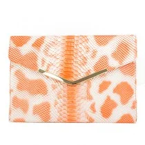 Flirt Leather Clutch Snake Orange