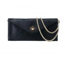 Python Leather Clutch Black