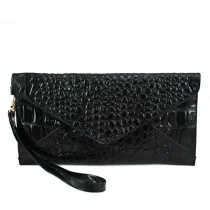 Croc Party Leather Clutch Black