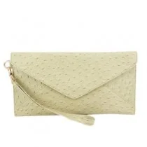 Ostrich Party Leather Clutch Concrete
