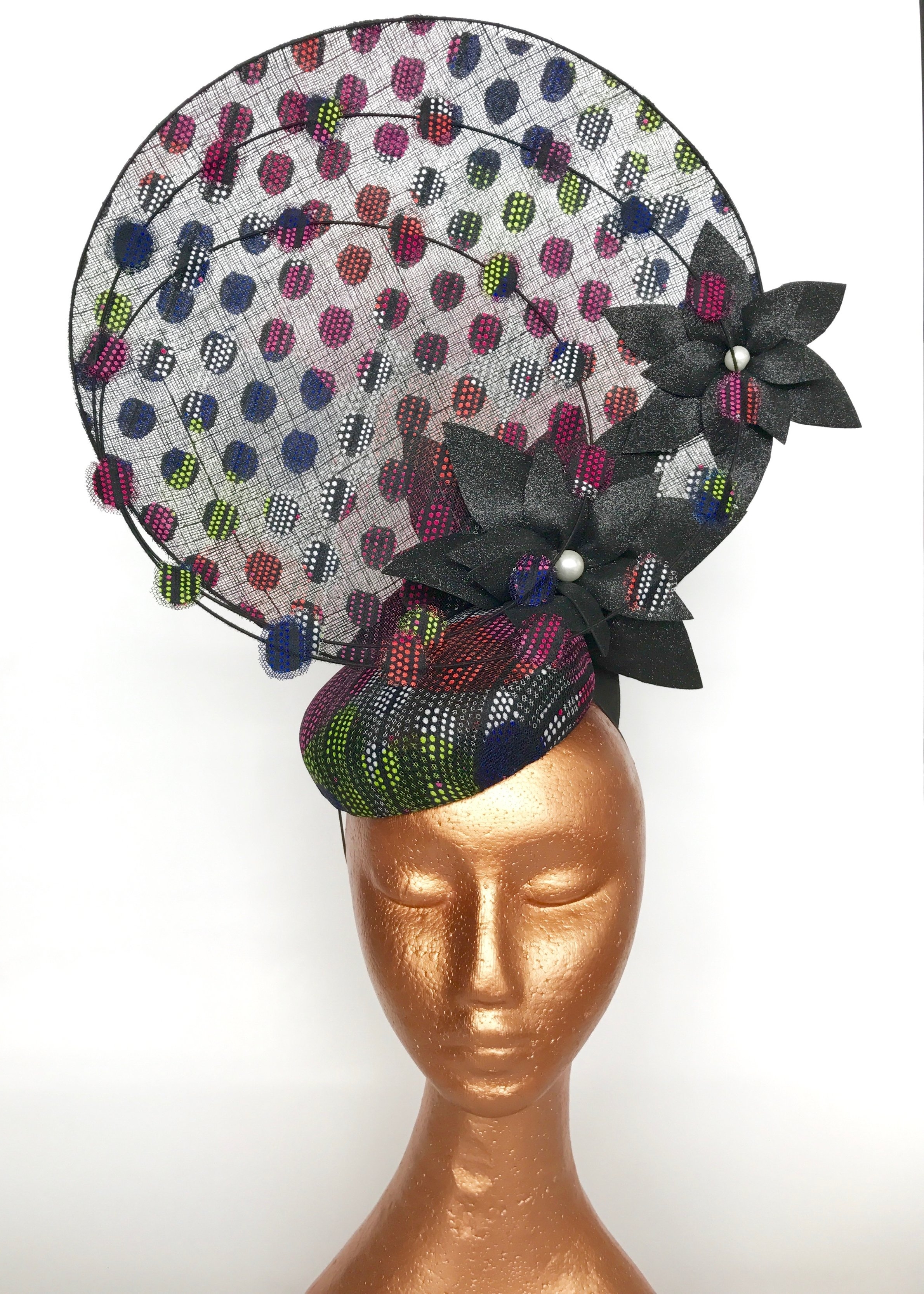 Spot Me Black and multi-colour Hat by Edwina Woods