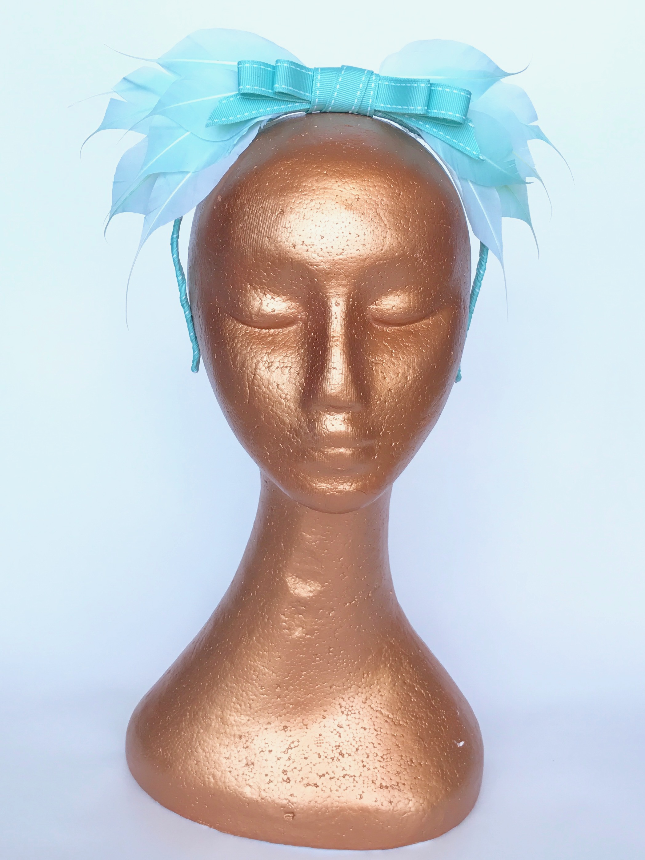 Tiff Blue Feather Headband by  by Edwina Woods Atelier Millinery