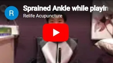 Acupuncture treatment for sprained ankle.