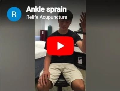 Acupuncture treatment for sprained ankle..