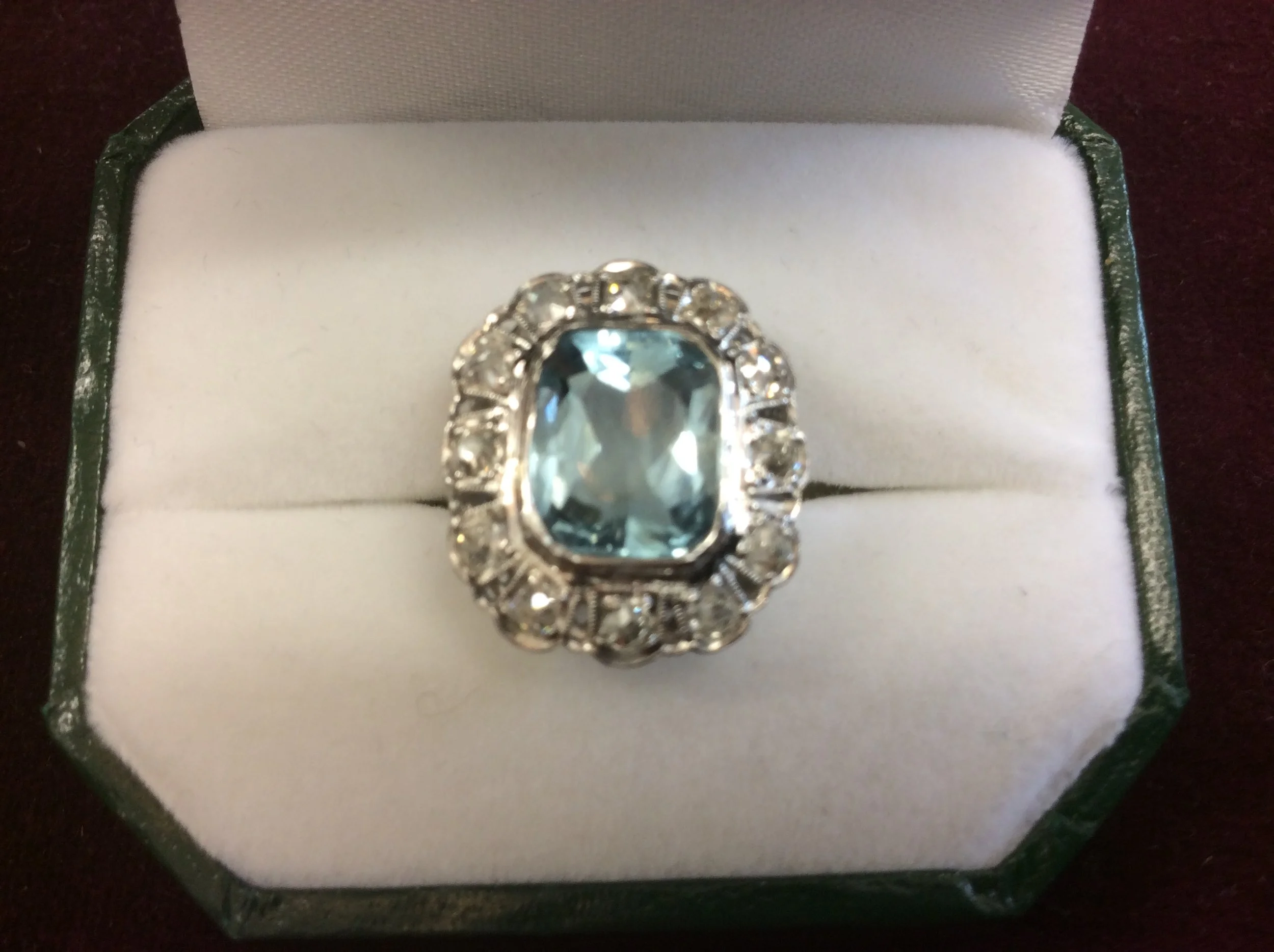 18ct Platinum & Gold Ring, Featuring Aquamarine and Diamonds