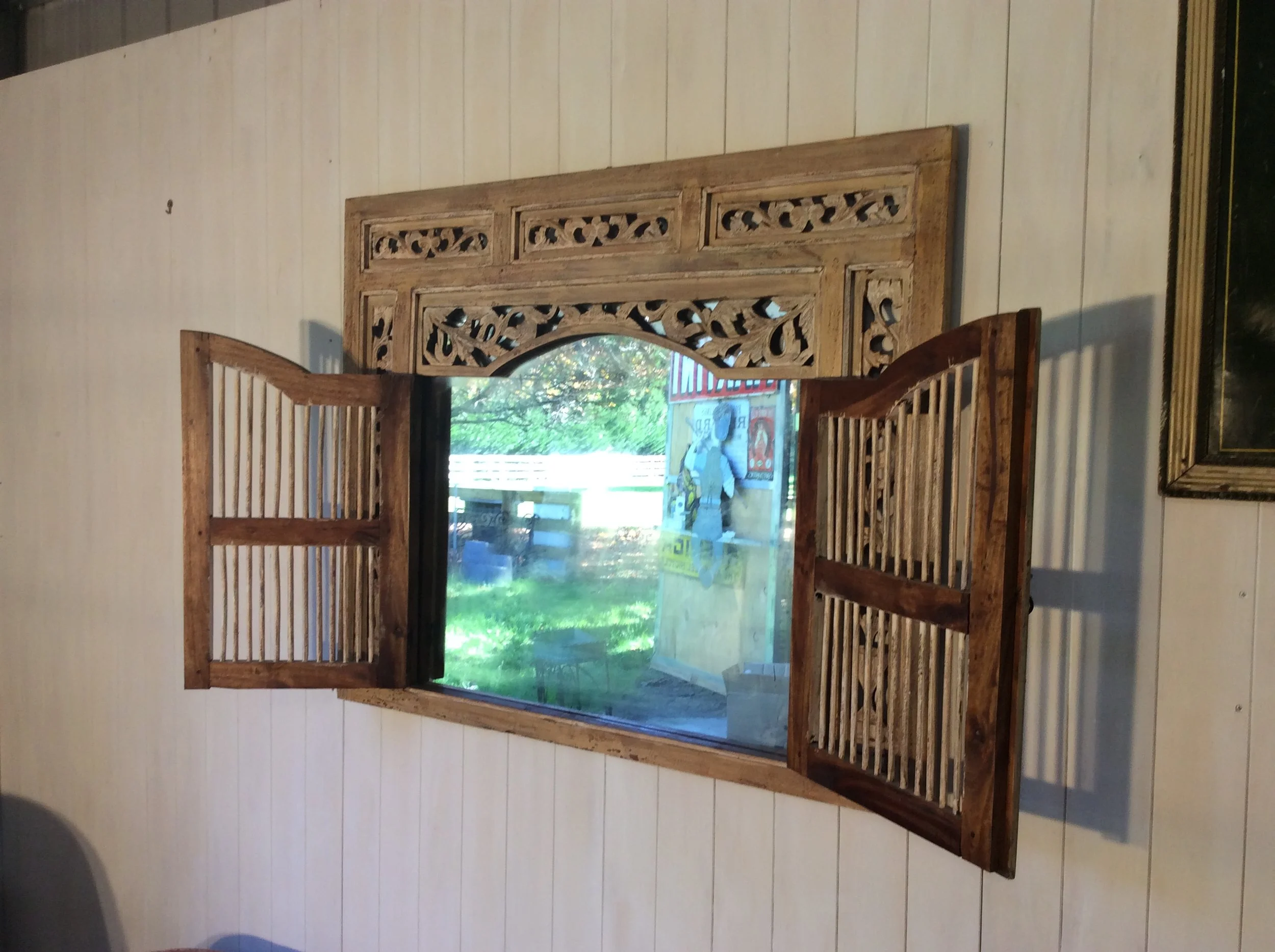 Teak mirror