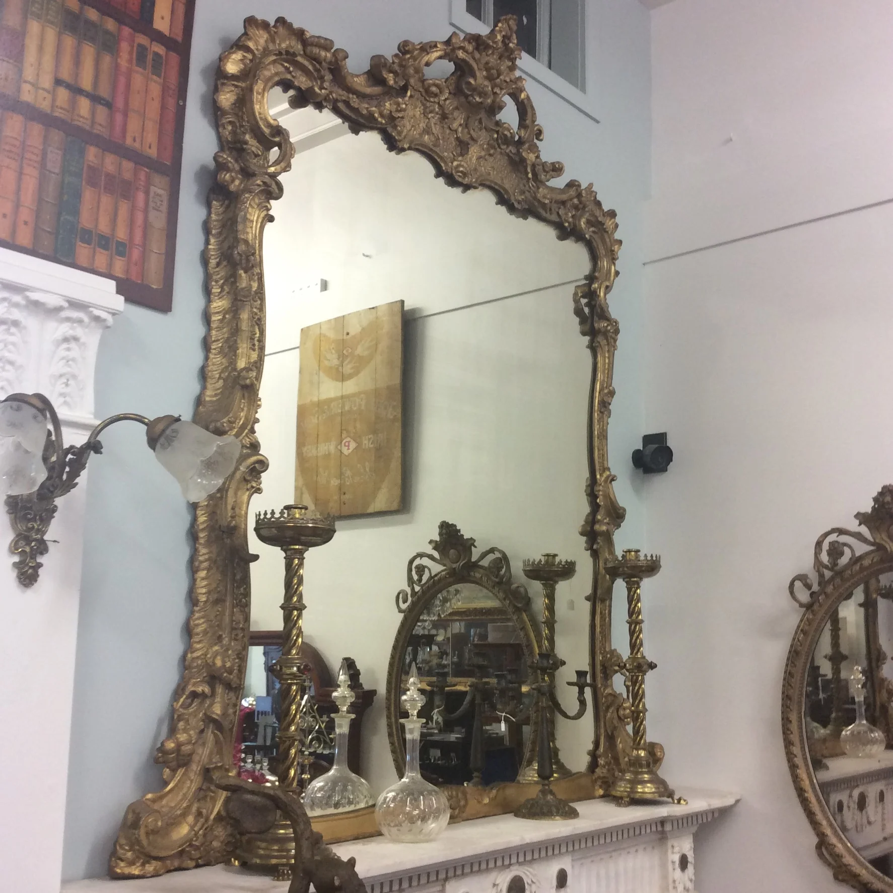 Large ornate over mantle mirror