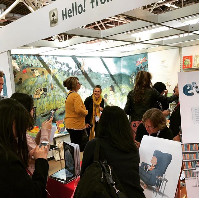 Big thanks to #booksillustrated for organising a top notch stand at #bolognachildrensbookfair. #childrensbooks #picturebooks #picturebooksofinstagram