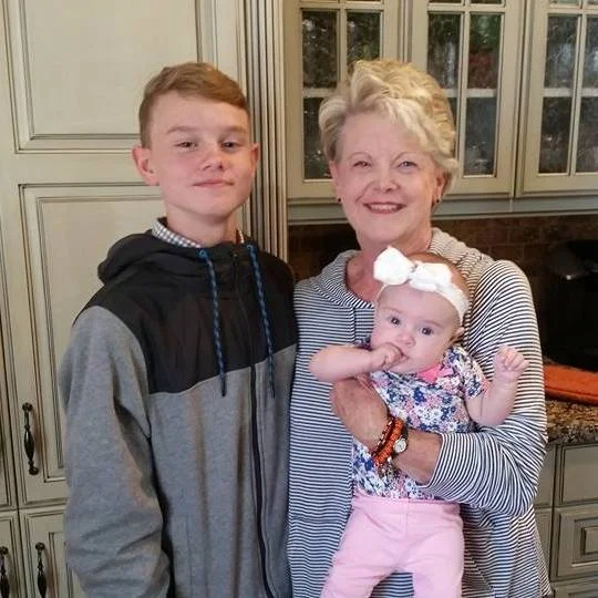 Patsy with her grandson, Cody, age 13 and great niece, Sloane, age 4 months.