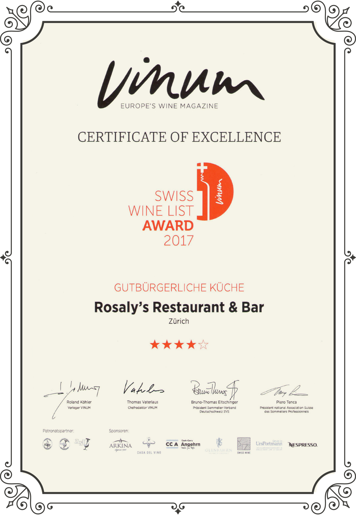 Weinkeller — Rosaly's Restaurant & Bar, Zürich am Bellevue