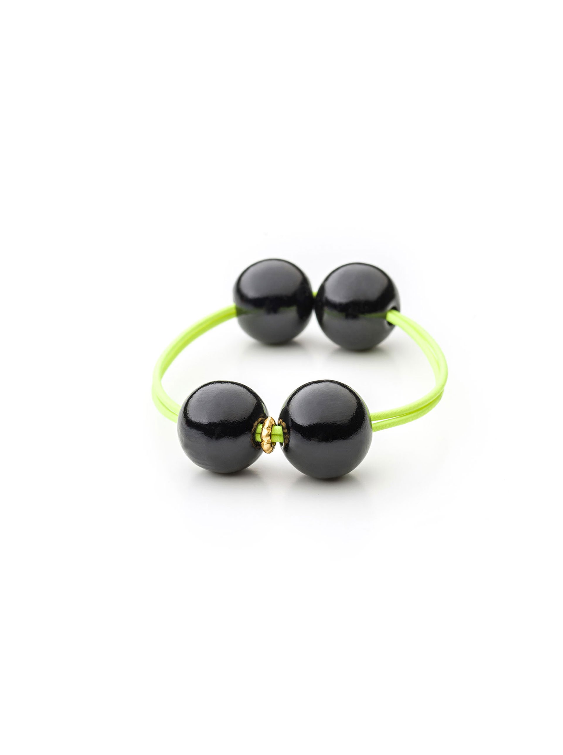 BACK IN STOCK ! WOODY HAIR TIE BLACK / NEON YELLOW