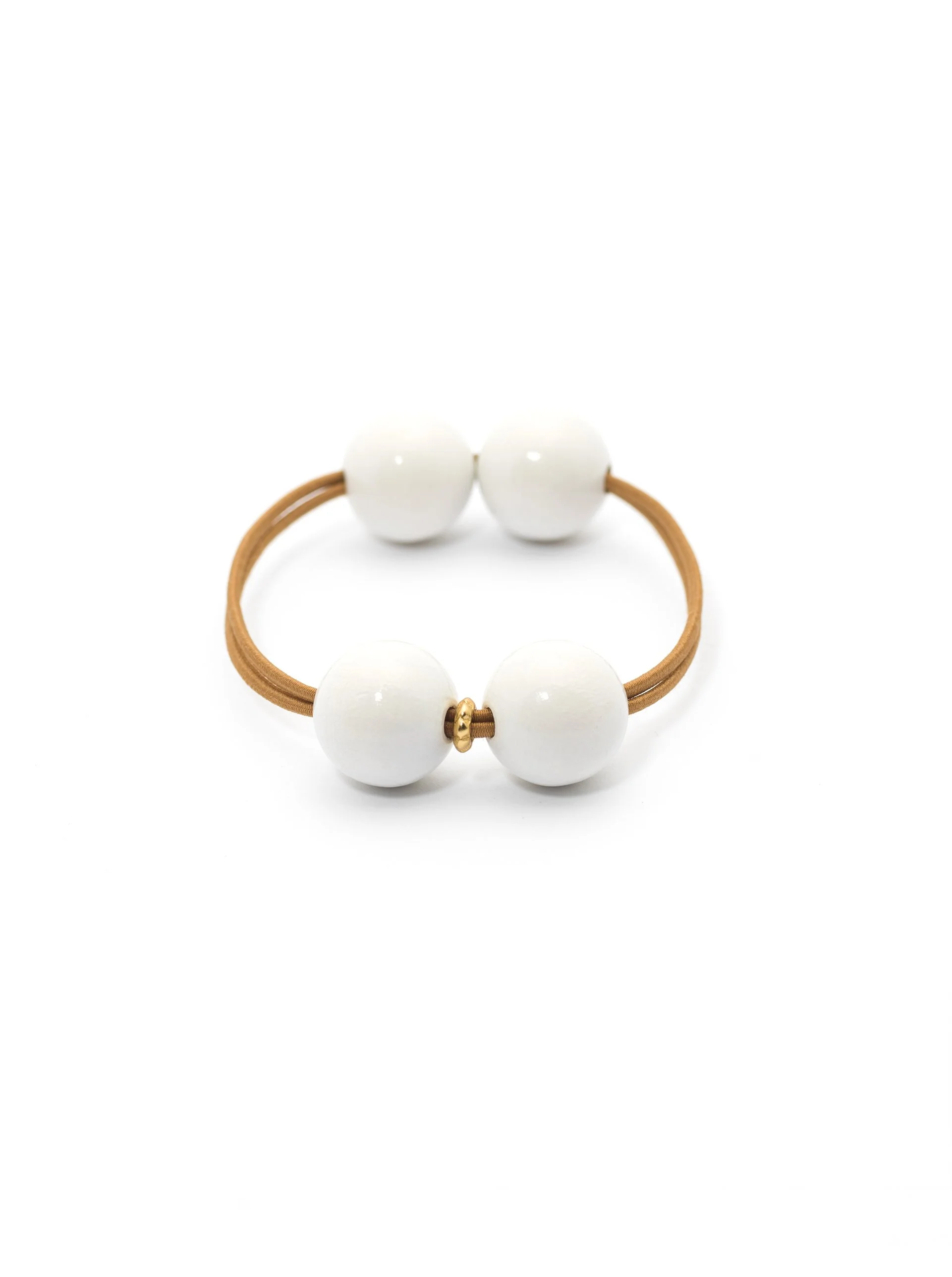 LIMITED EDITION ! WOODY HAIR TIE WHITE / CARAMEL