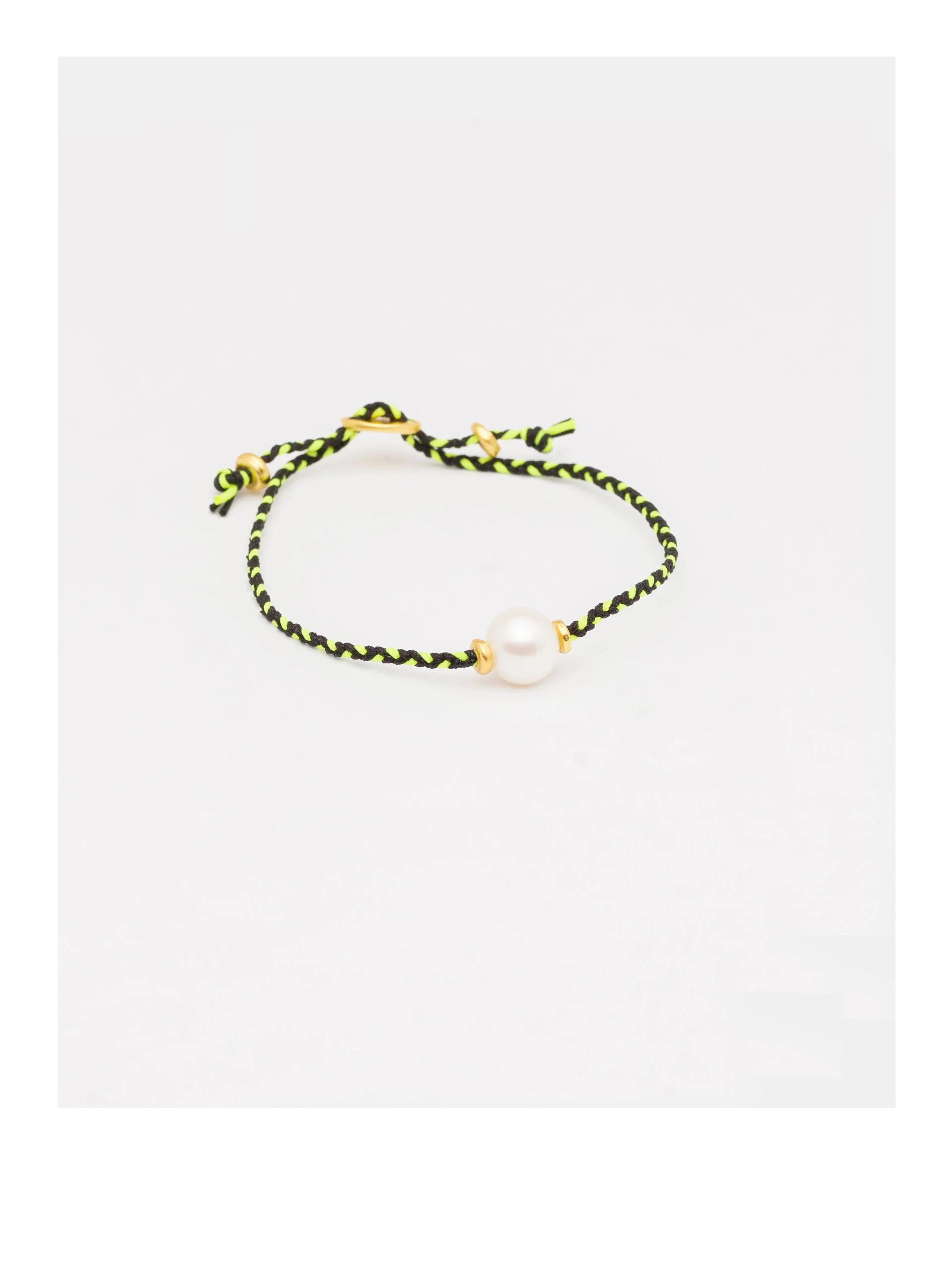 B I G  FRESHWATER BRACELET  BLACK / NEON YELLOW