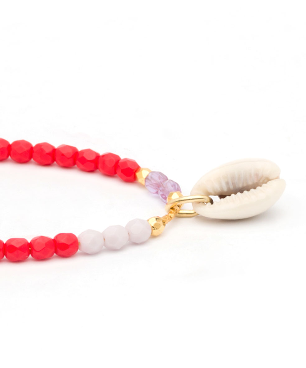 KAURI NECKLACE LIGHTRED / PURPLE