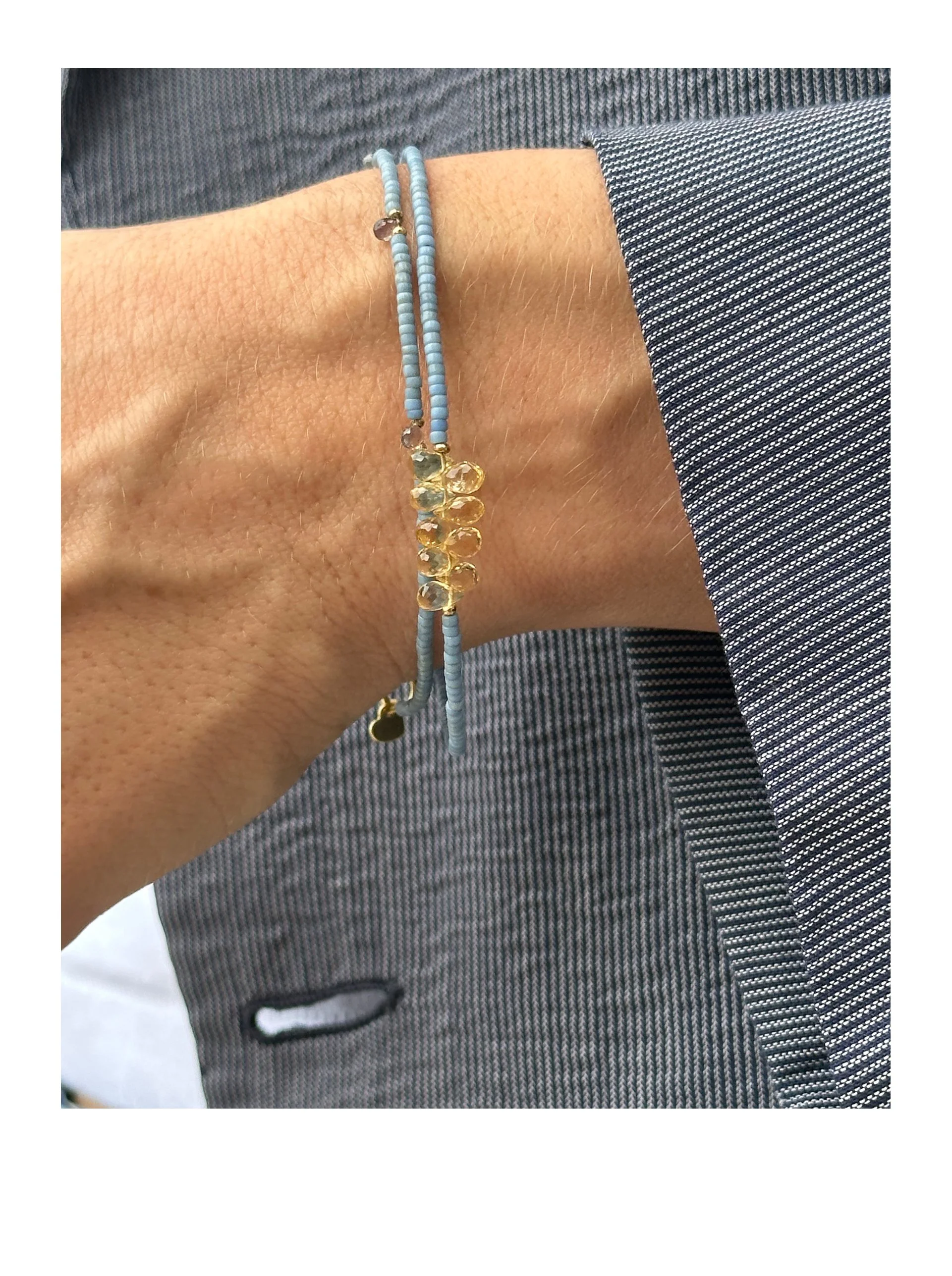 NEW ! LIMITED SUPERFINE BRACELET GREY BLUE / CITRIN