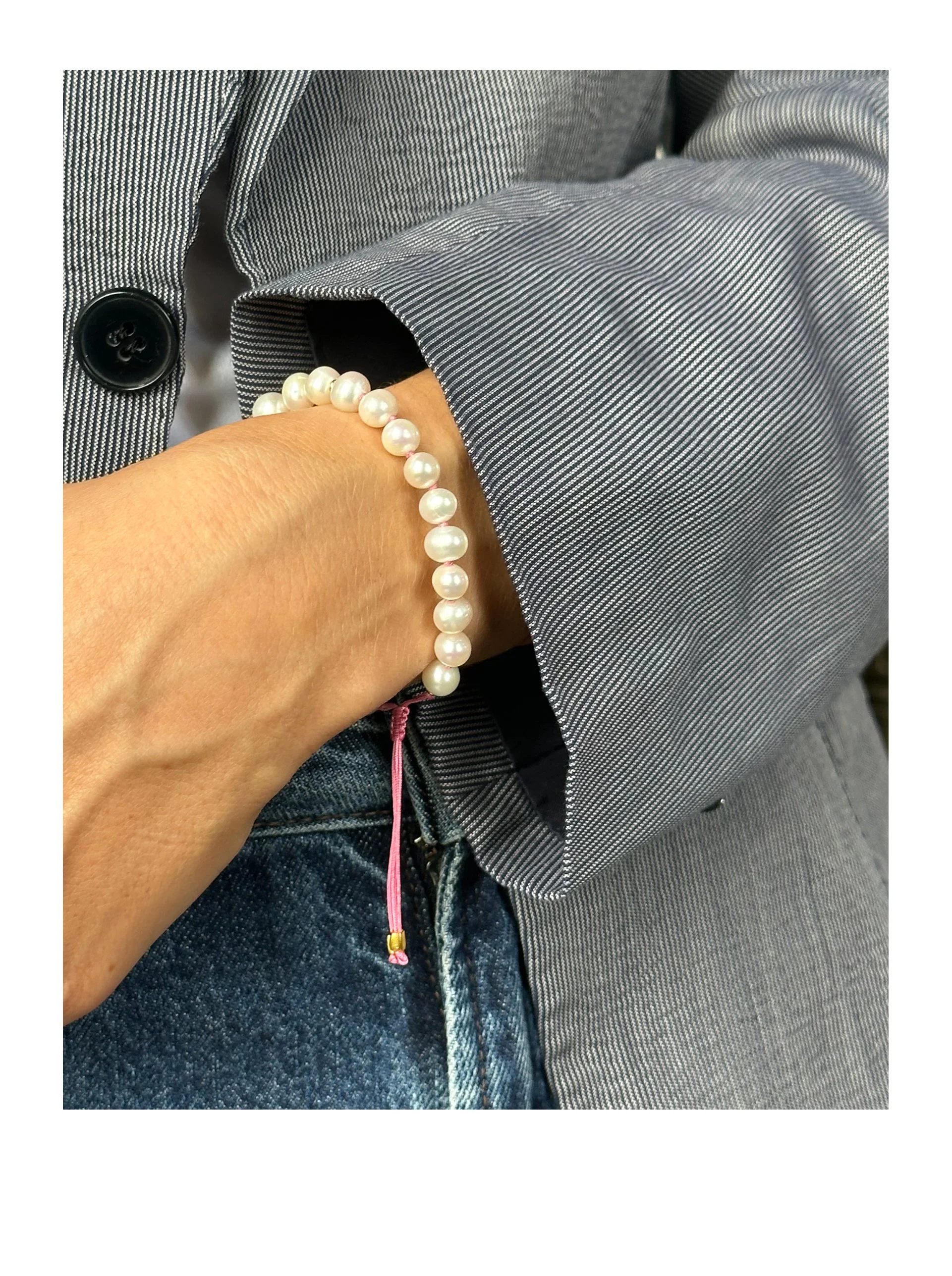 MAMARADSCHA STUDIO x GIBUI PEARL BRACELET, PINK CORD