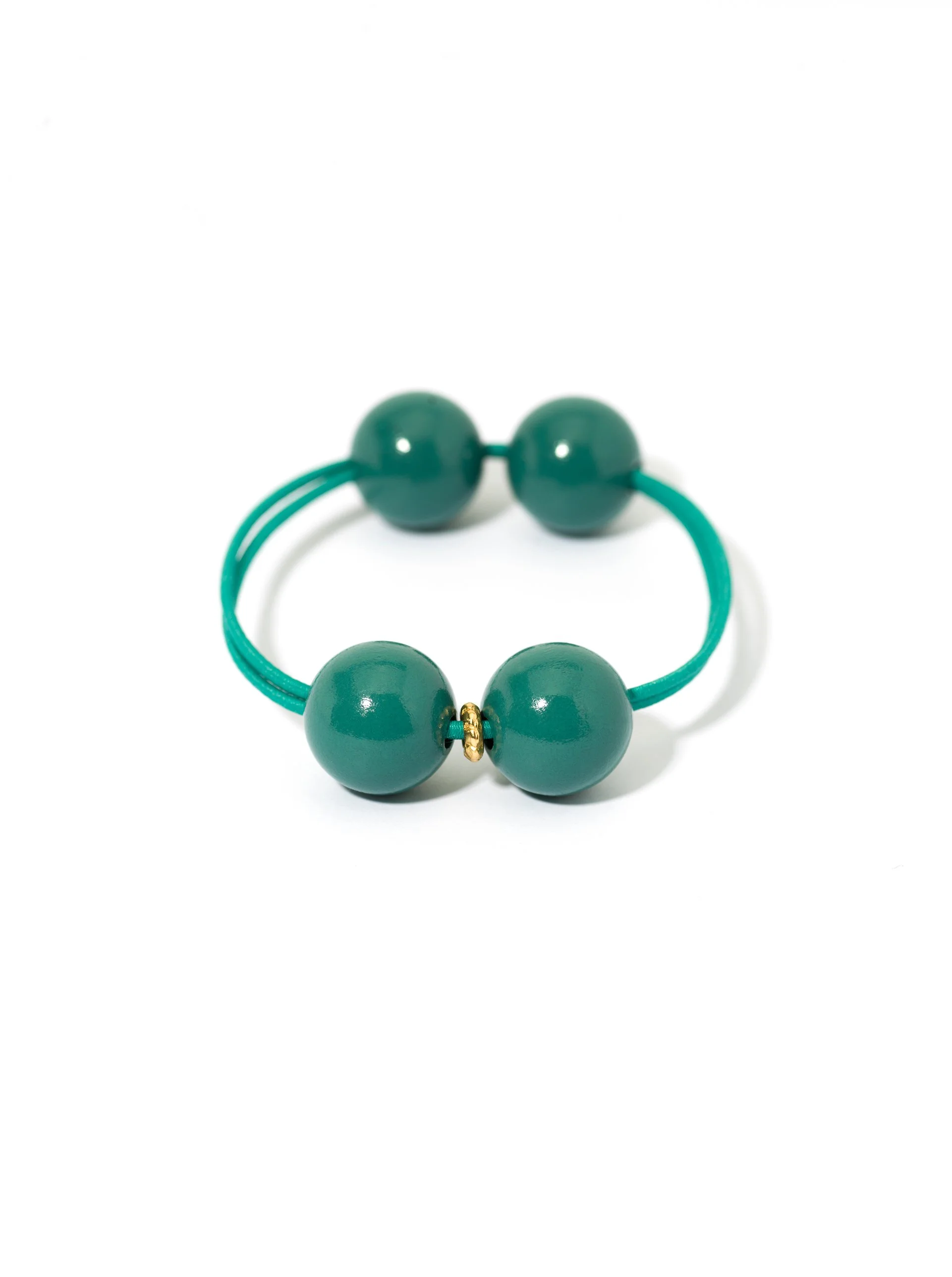 WOODY HAIR TIE EMERALD / PETROL BLUE