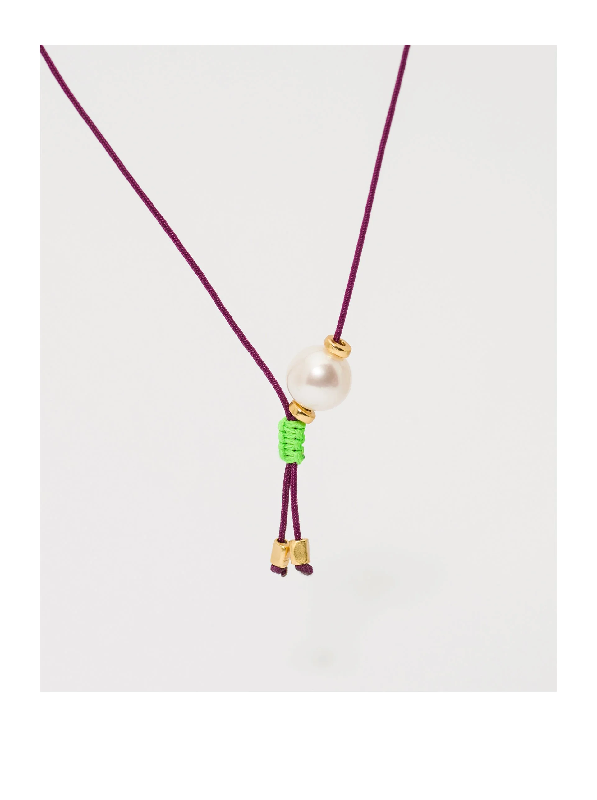 NEW ! FRESHWATER NECKLACE BORDEAUX / NEON GREEN
