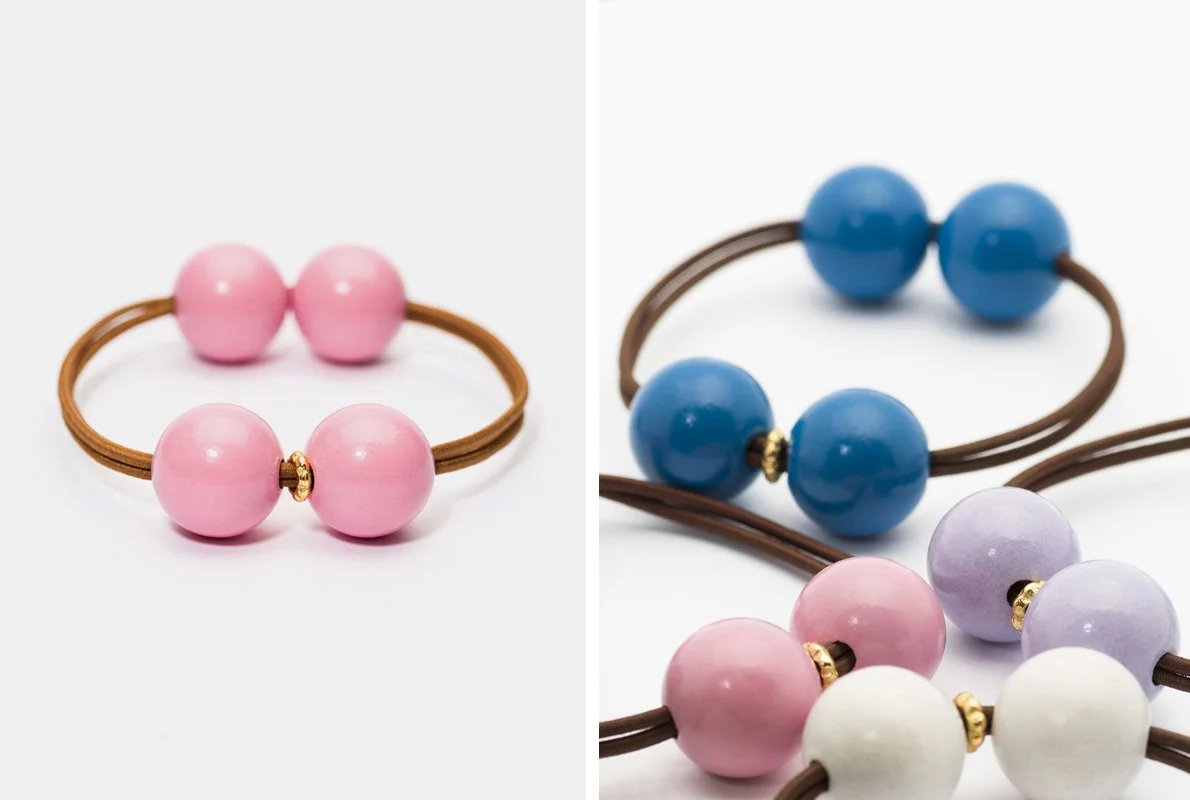 Farbige Holzperlen Haargummis