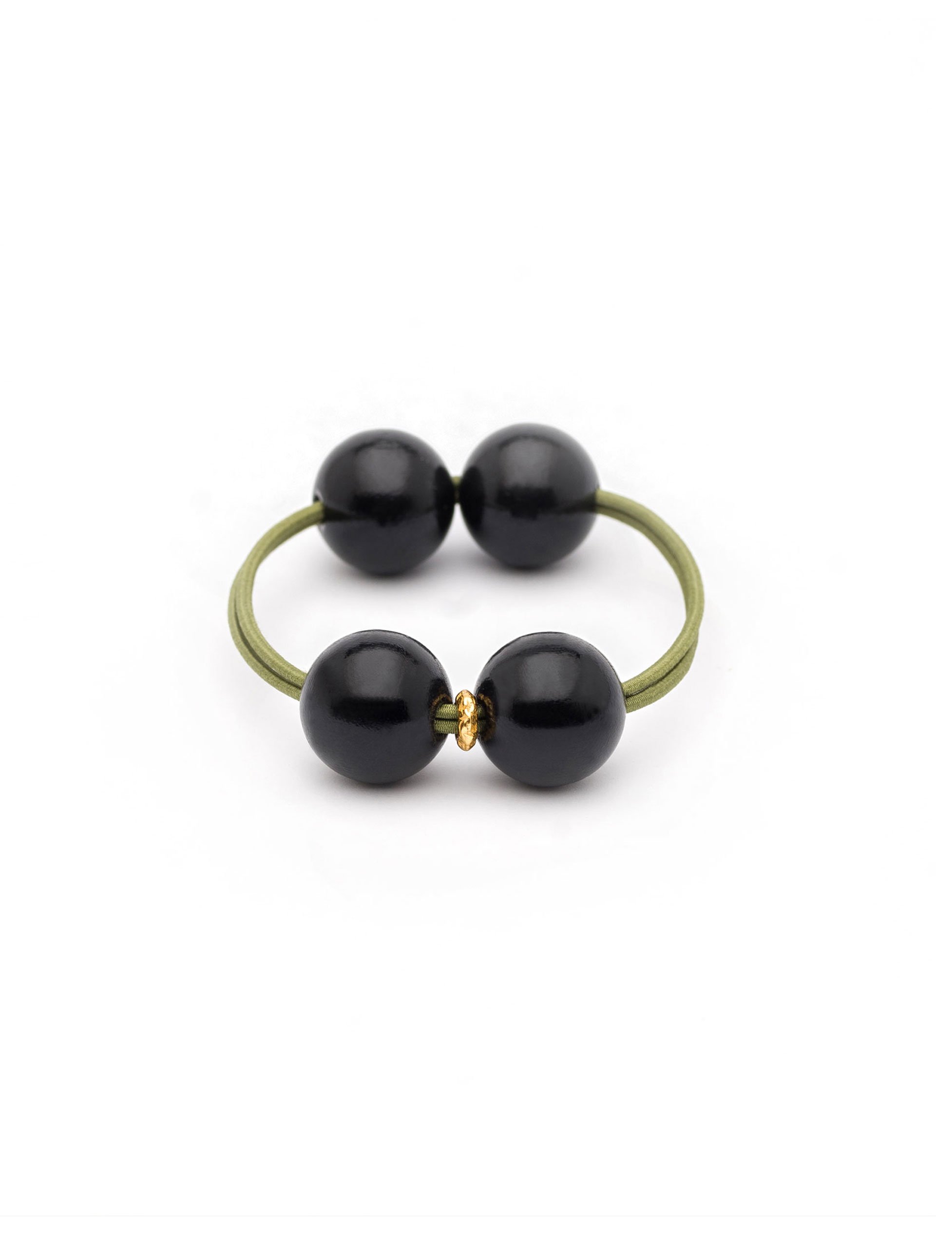 WOODY HAIR TIE BLACK / KHAKI