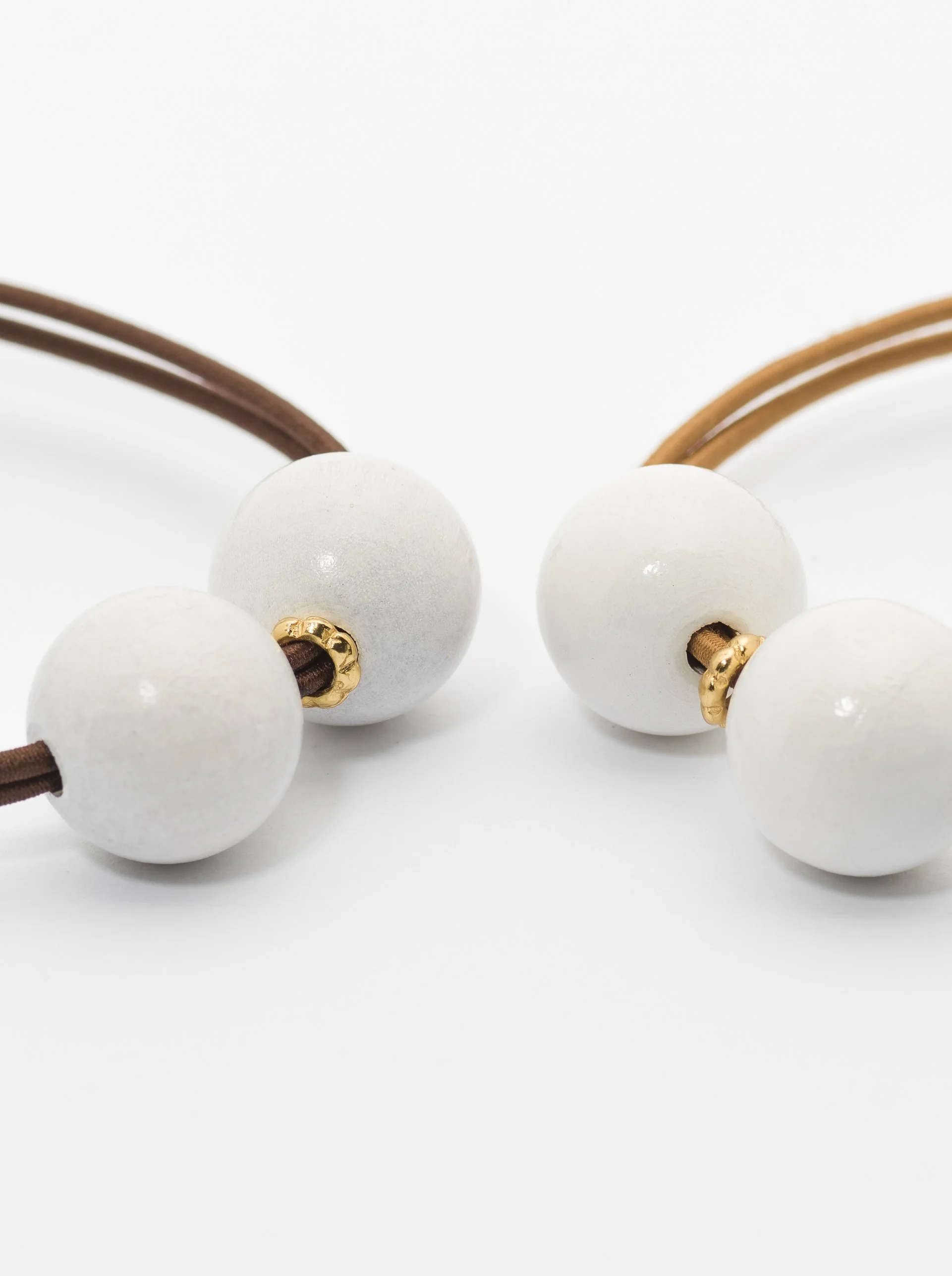 LIMITED EDITION ! WOODY HAIR TIE WHITE / OAK