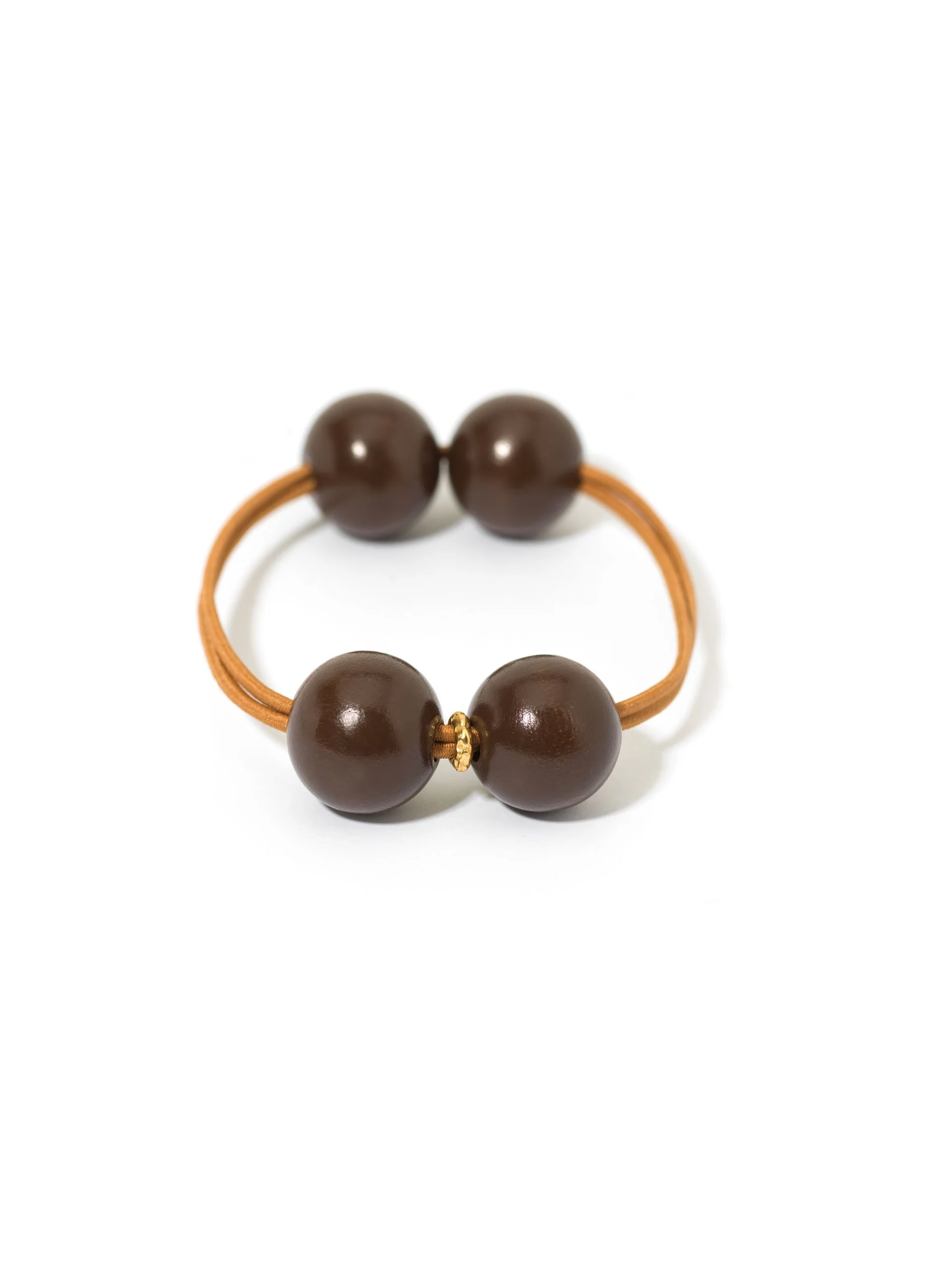 WOODY HAIR TIE CHOCOLATE / CAMEL