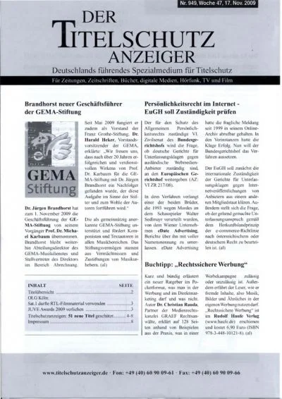 Titelschutzanzeiger 17.11.2009 PDF Download