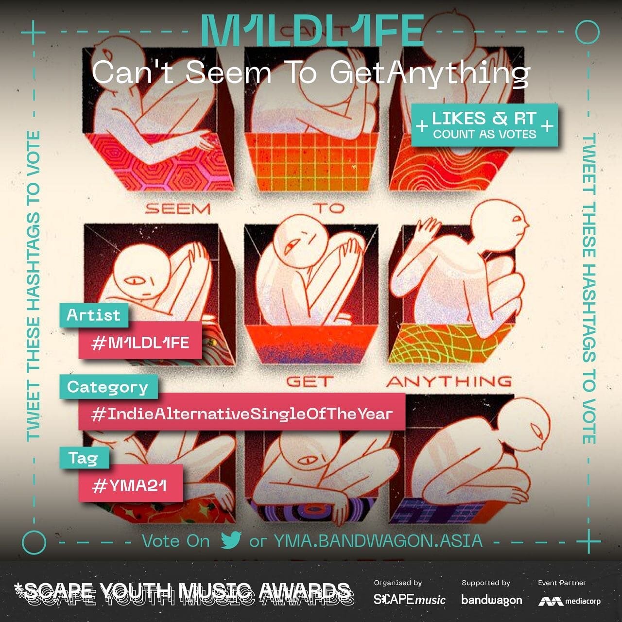 We&rsquo;ve been nominated for two categories of Youth Music Awards this year, for ⭐️Can&rsquo;t Seem To Get Anything (single)⭐️ and 🪐Best Indie Alternative Act🪐!! If you got a couple minutes, head on over to @bandwagonasia or https://bit.ly/YMA21v