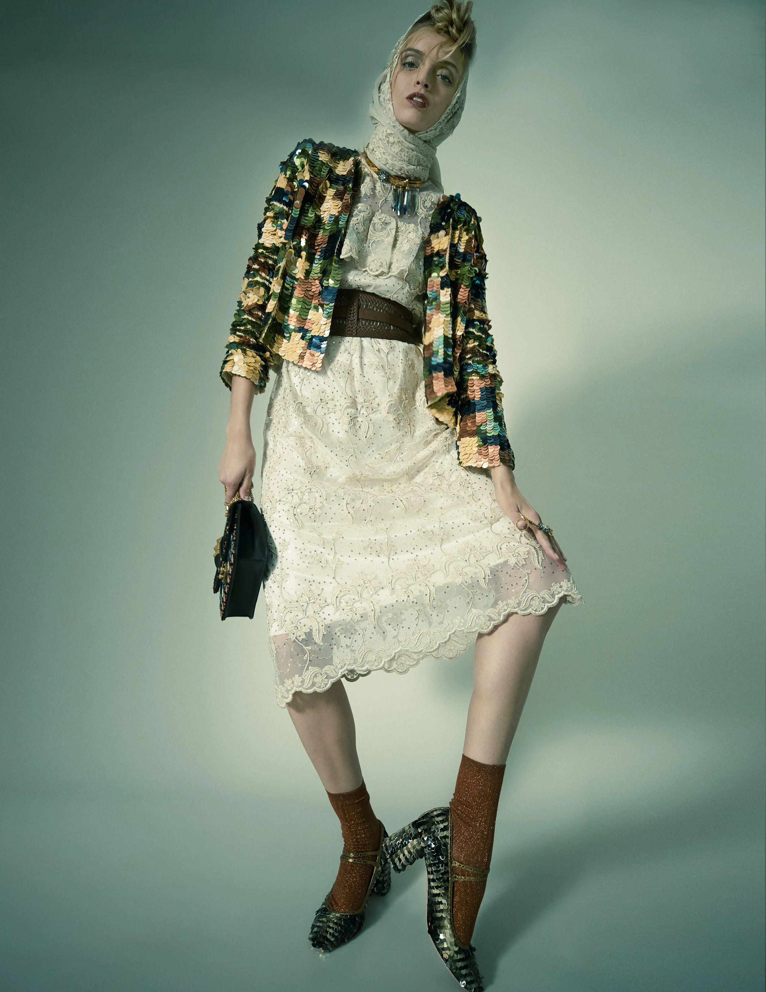 Dress – Soma Jacket – L‘Autre Chose Scarf/foulard – Hidy N.G. Bag – ValentinoShoes – RochasRing – Sciumé