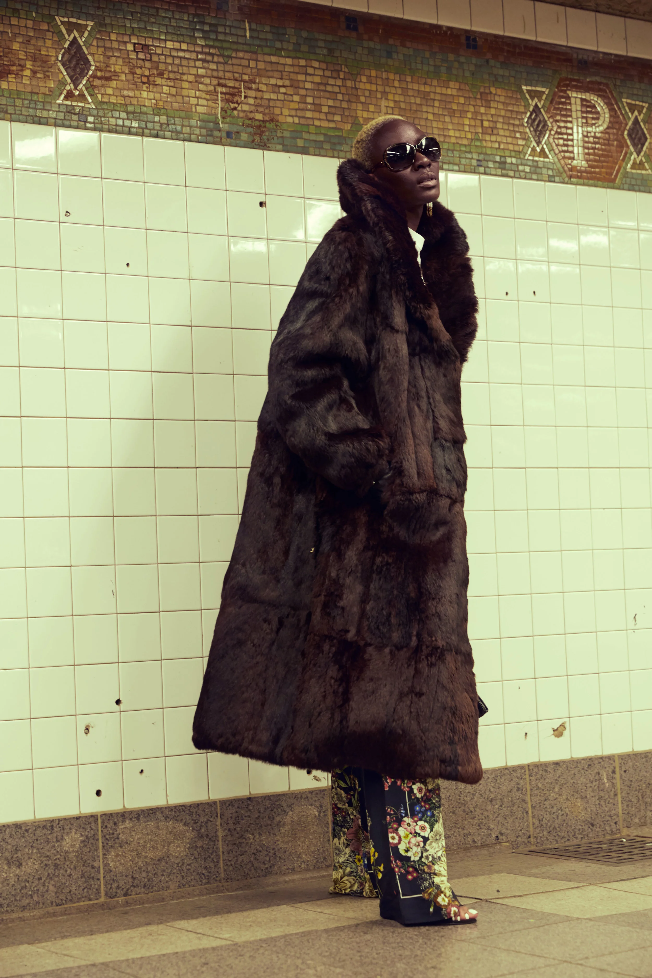 Coat: Henig Furs by Quantaj Top: BCBG Max Azria Pants: Zara Shoes: Steve Madden Gloves: Catherine's Shades: Vintage Earrings: Erica Lyons Purse: Sondra Roberts