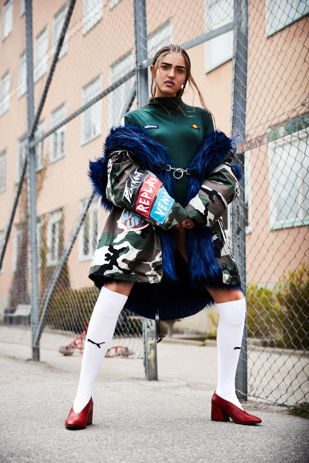 Body - Ellesse Jacket - Replay Belt - Stylists own Knee socks- Puma Heels - Vagabond