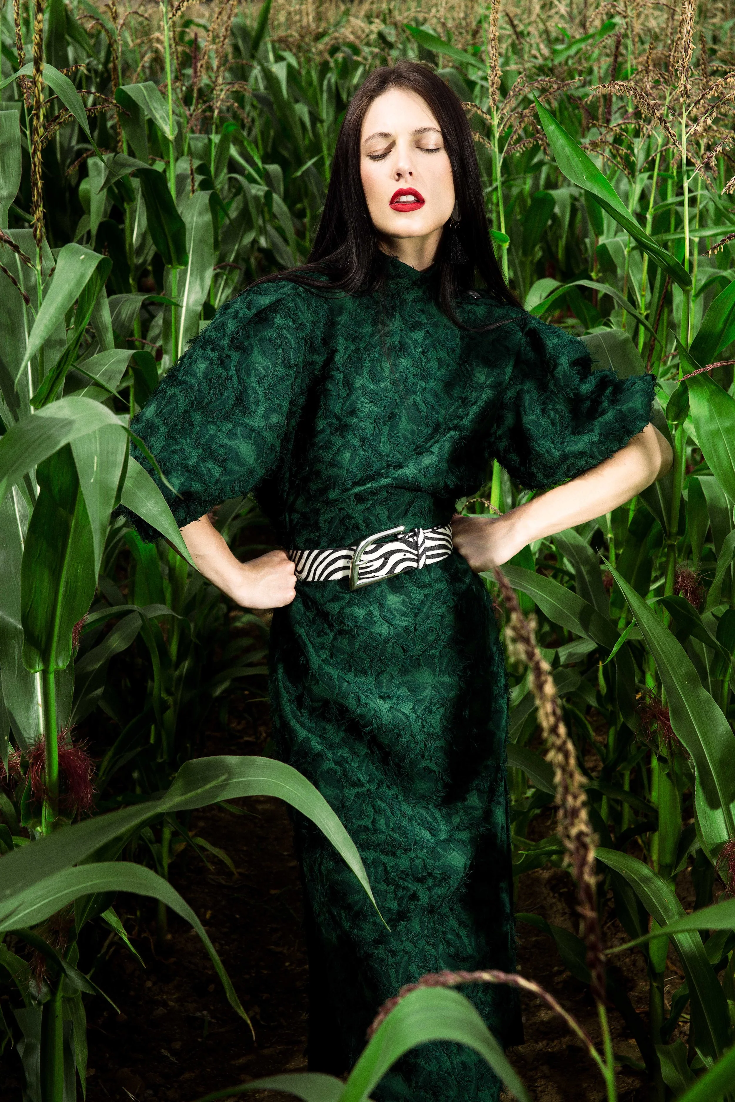 Green Dress - Zara @zara Zebra Print Belt – Isabel Marant @isabelmarant Boots – Zara @zara