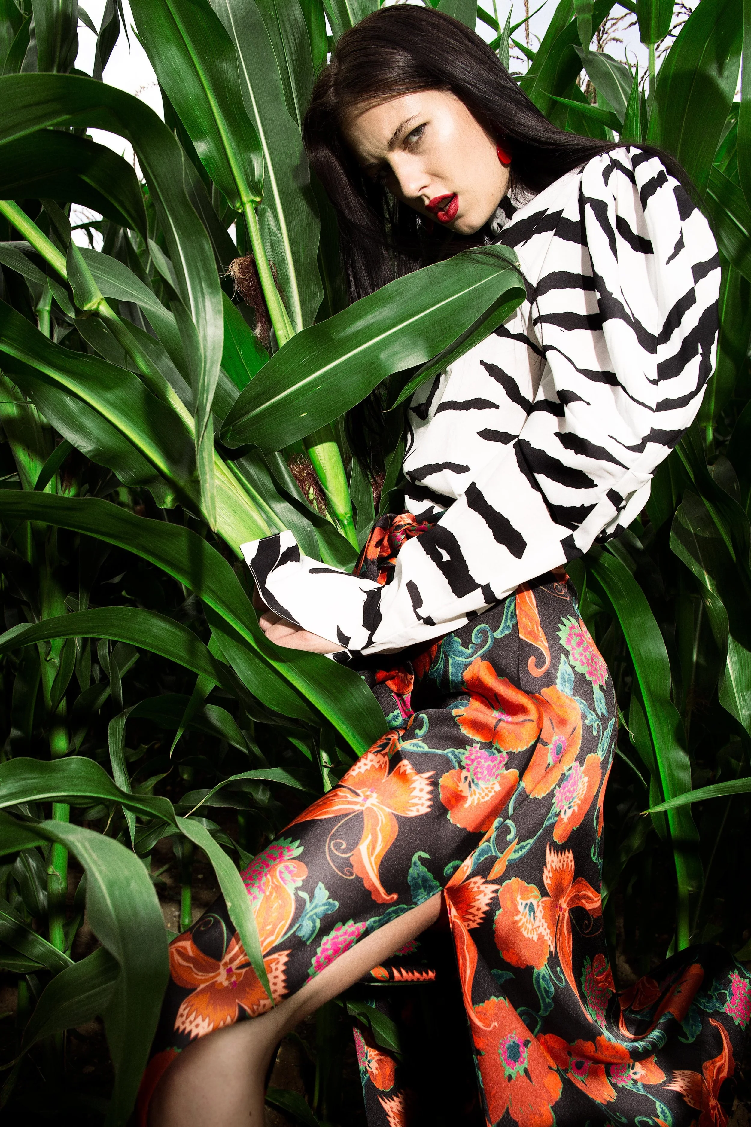 Red Flower Skirt – Zara @zara Zebra print batwing top – Asos @asosuk Shoes – Gainvito Rossi @gianvitorossi Earings – Asos @asos