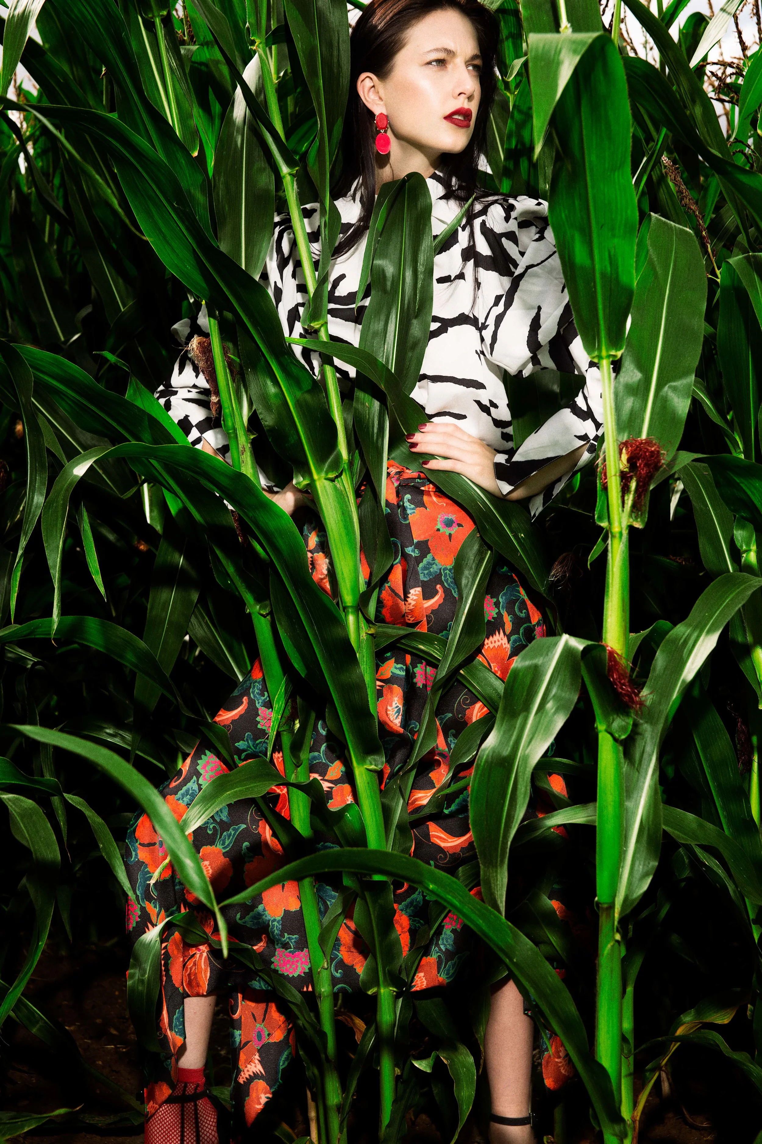Red Flower Skirt – Zara @zara Zebra print batwing top – Asos @asosuk Shoes – Gainvito Rossi @gianvitorossi Earings – Asos @asos