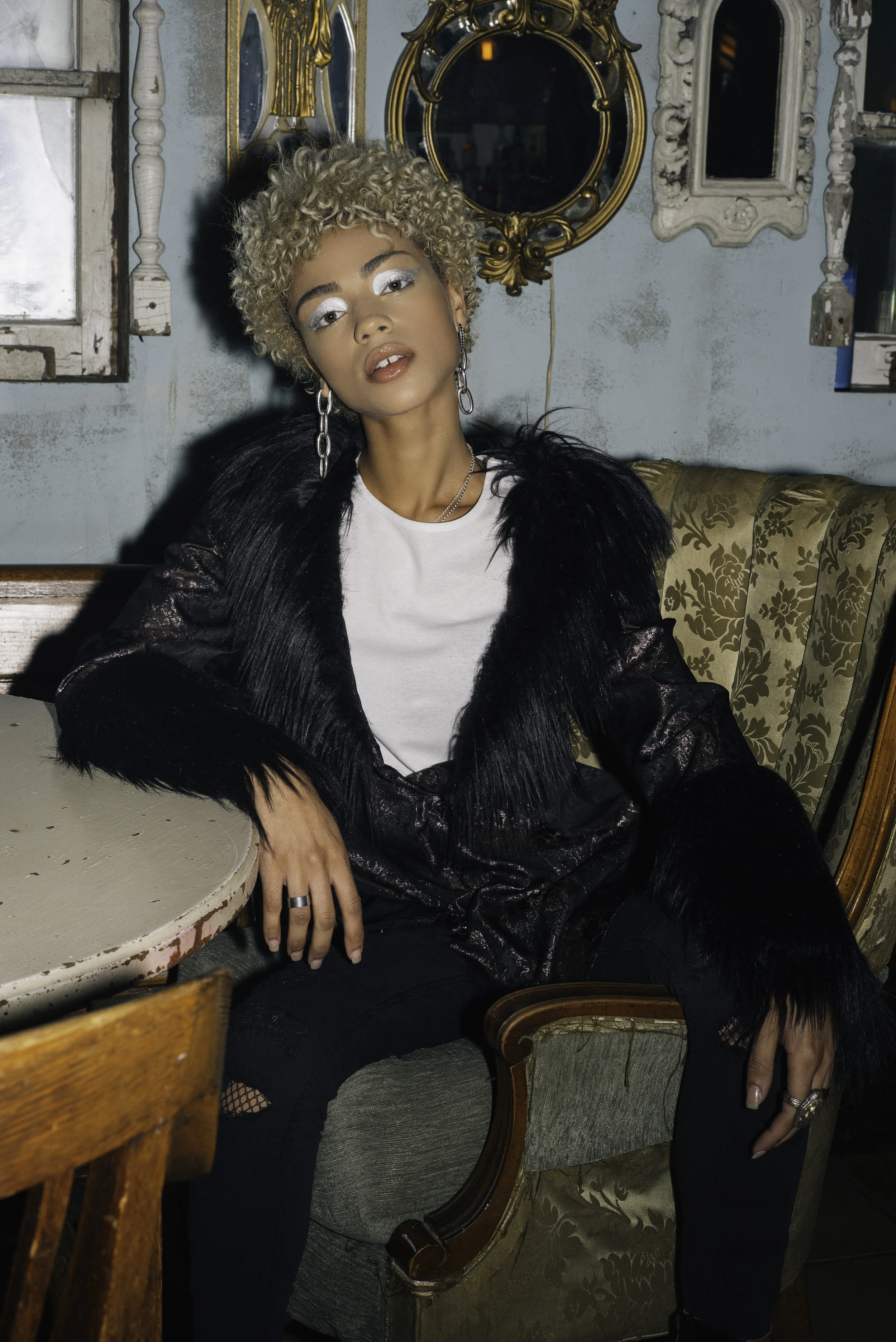  BLK denim Jacket- Kelsey Randall pants- BLK denim earrings- sara shala Necklaces- Dee de Lara Silver band ring- the shiny squirrel Silver skull ring- Syd & Pia NYC