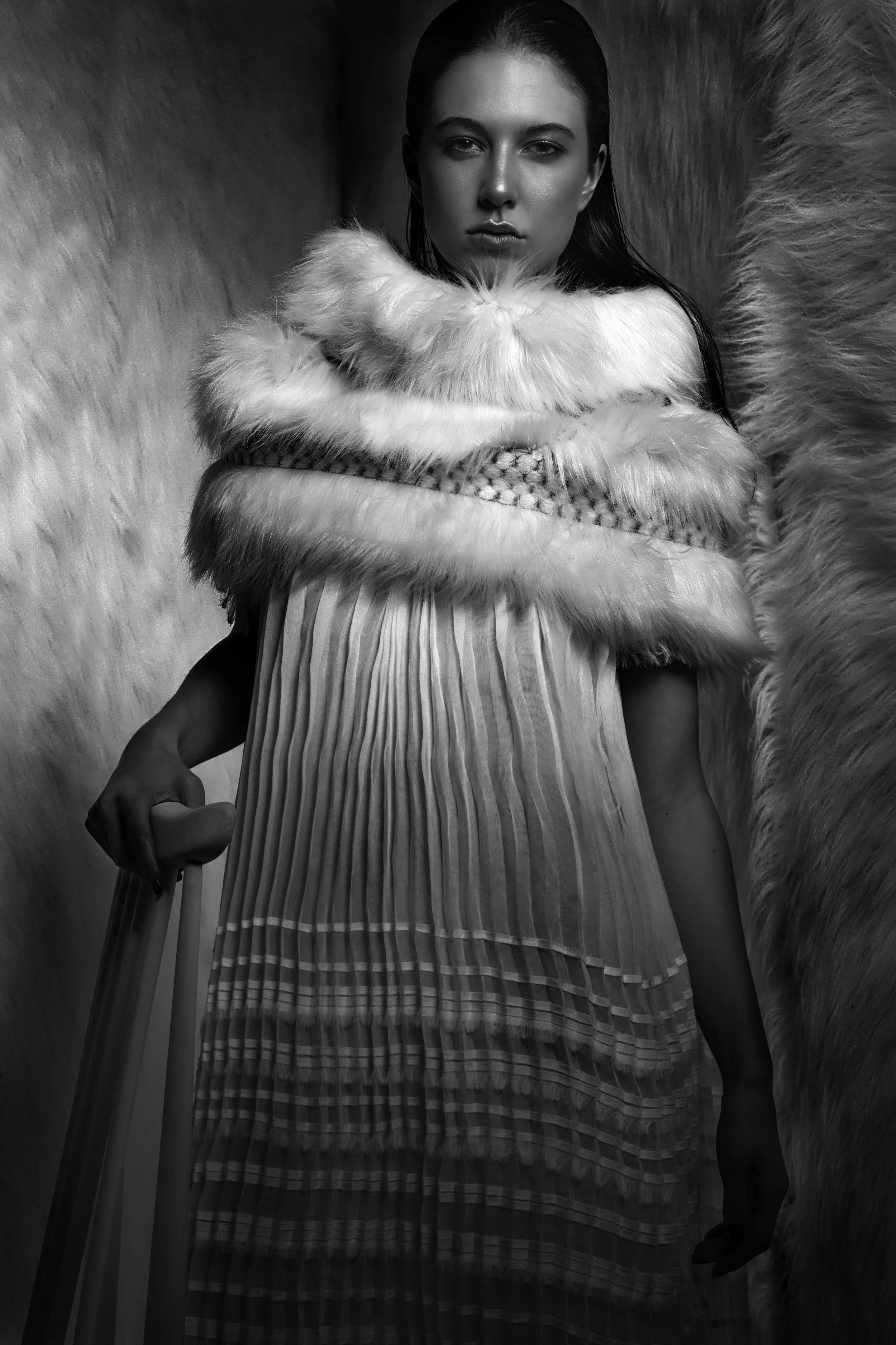 Dress jack Robert @jackrobertbespoke Faux fur top - Adeel Kaiser @adeelkaiser.ali