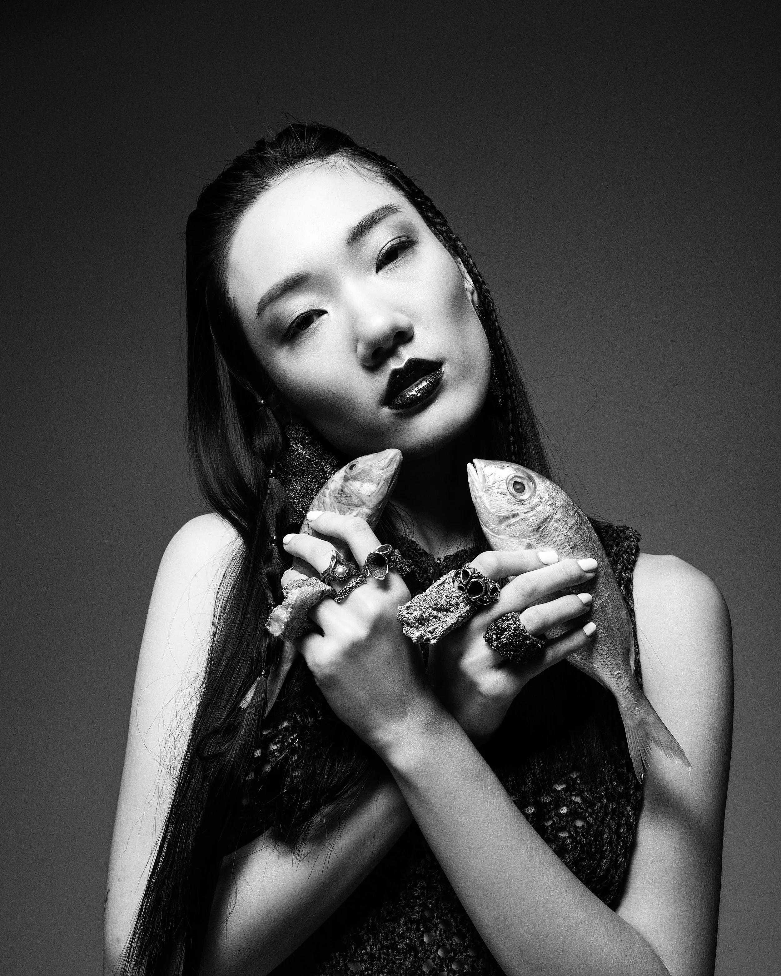 Dress - Rhys Ellis @officialrhysellis Rings - Alice Clarke @aliceckarkejewellery and Marianela Loizzo @marianelaloizzo