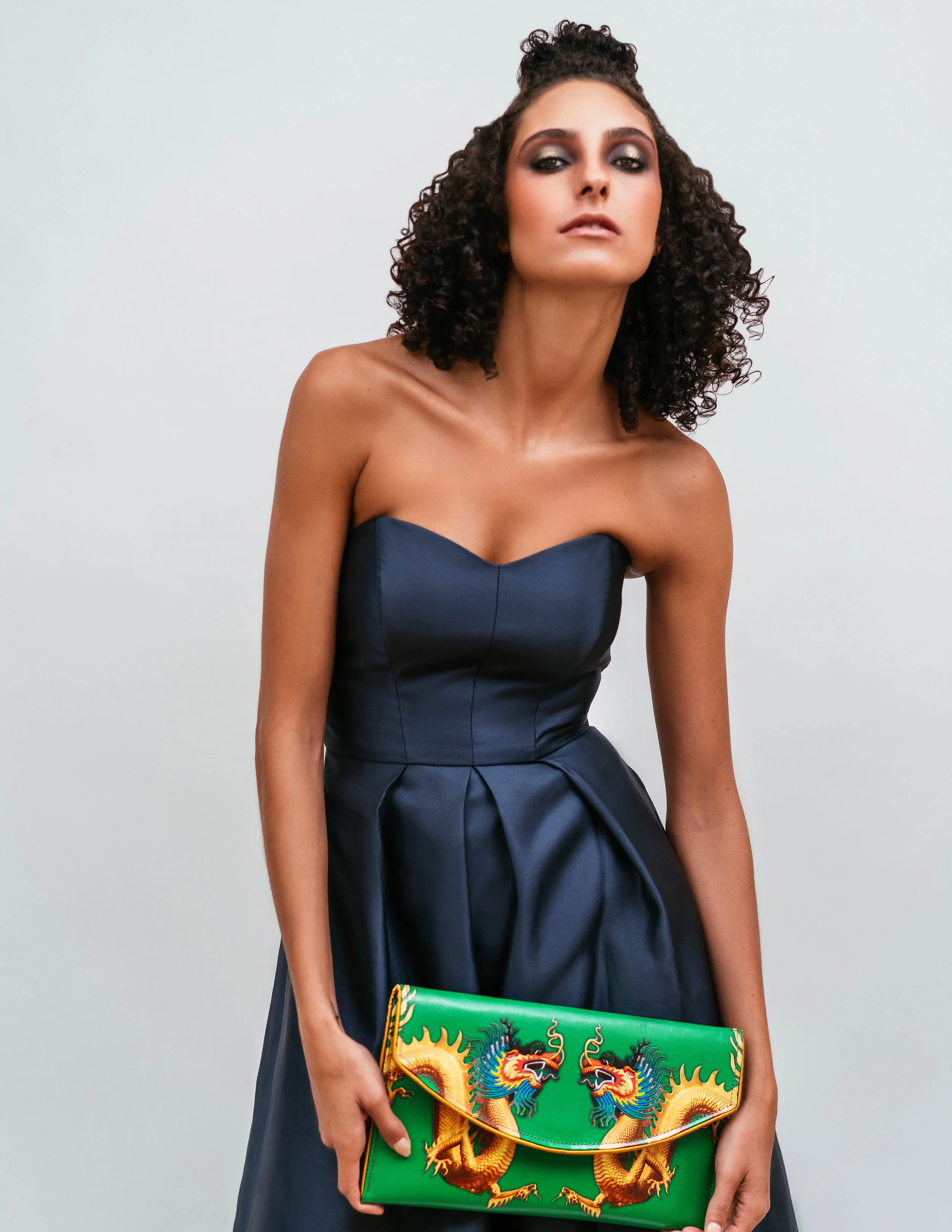 Dress: Alfred Sung, Handbag: Kent Stetson, Shoes: Public Desire
