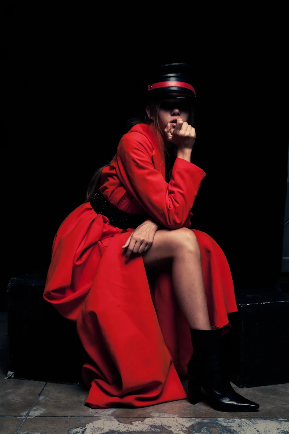 HAT - SACRED HAWK MAXI COAT - CHIARA RIMONDINI ANKLE BOOTS - VETEMENTS BELT - STYLIST'S OWN